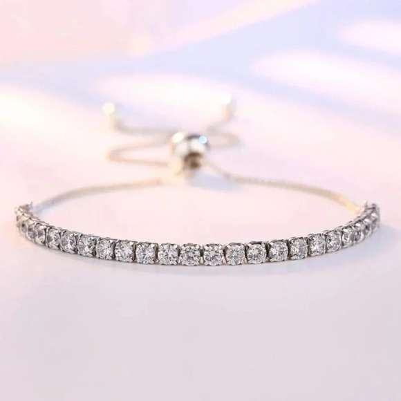 NEW 925 Sterling Silver Diamond Tennis Bracelet - Picture 1 of 6